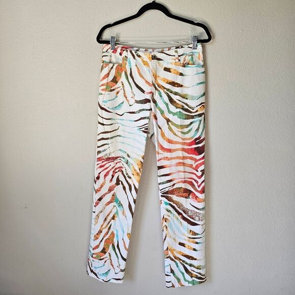 Rare Escada Sport Kate Tiger Stripes MultiColor Boot Cut Flare Jeans Size 42 - Picture 1 of 7